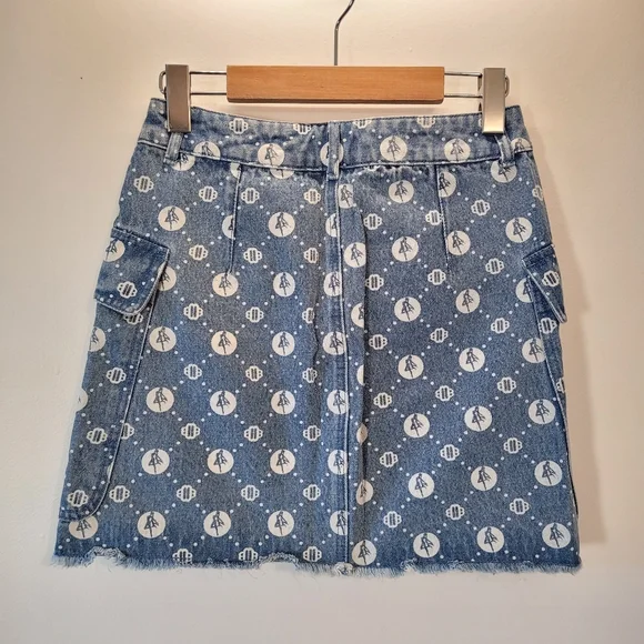 Sailor Moon x Maje - Jimoon Monogram-Print High-Waisted Denim Mini Skirt - 25" - Picture 5 of 7